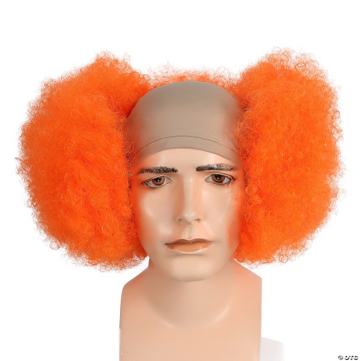 Adults Orange Bald Curly Clown Wig With Cloth Top