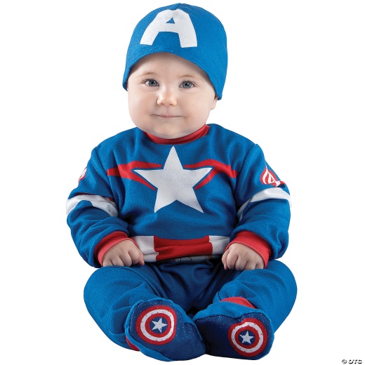 Baby Marvel Captain America Steve Rogers Costume - 0-6 Months