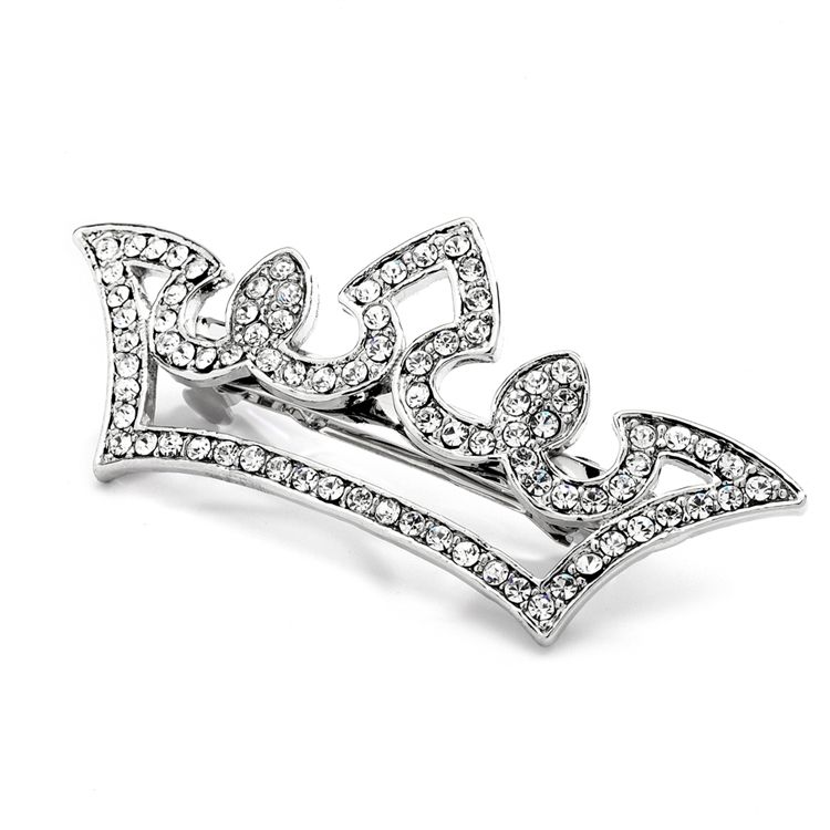 Pave Crystal Pageant Crown Barrette