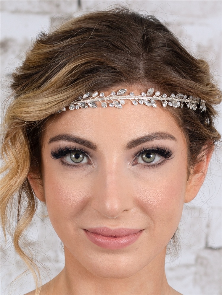 Handmade Bridal Headband Tiara With Genuine Freshwater Pearls & Austrian Crystals