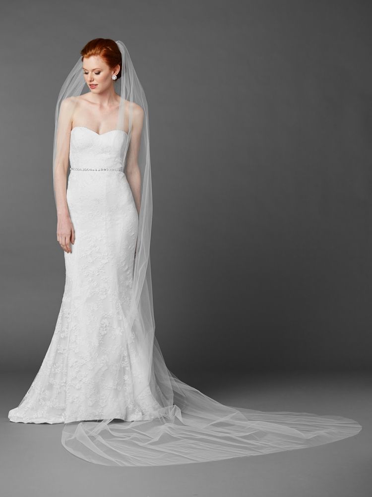 Royal Cathedral 120" Length Single Layer Cut Edge Wedding Veil In White