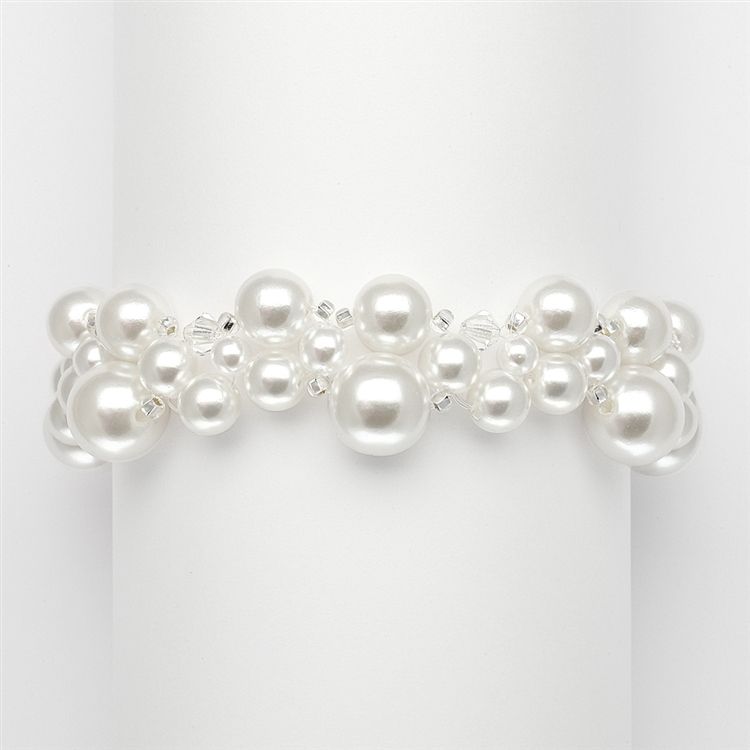 Crystal & Pearl Bubbles Bridal Bracelet - Ivory/Ab