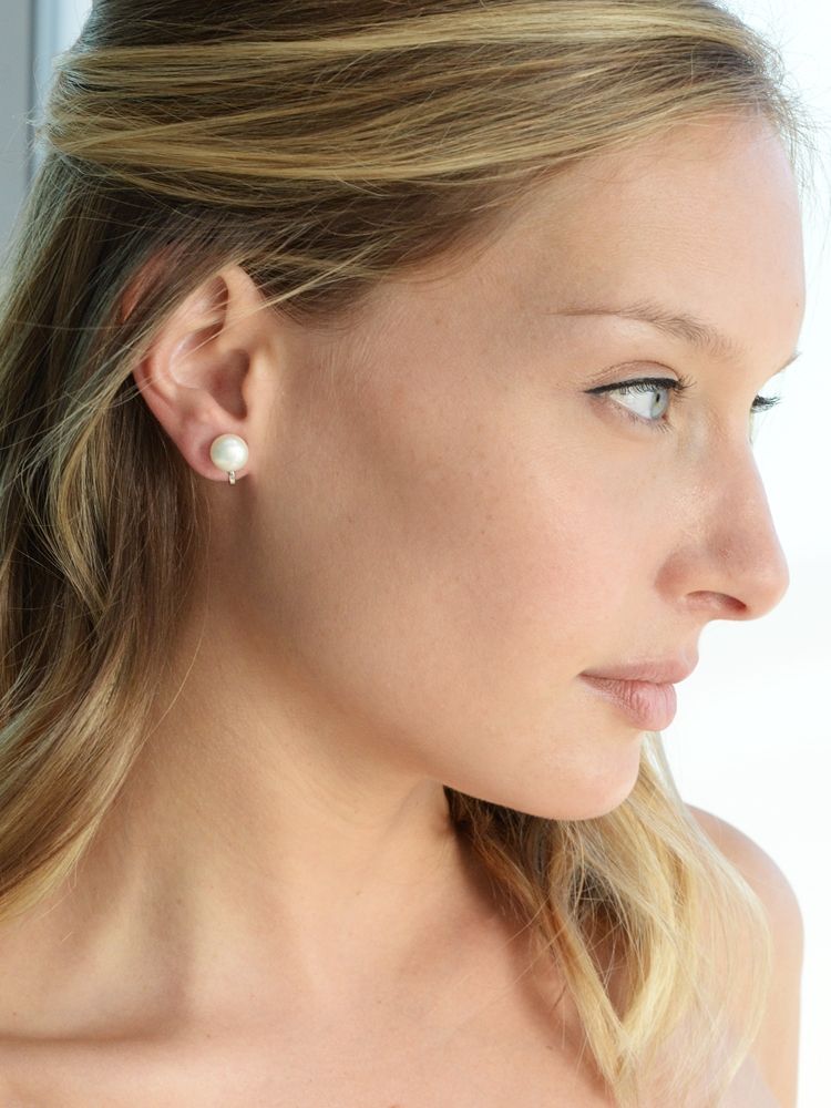 Buy 9Mm Clip-On Ivory Freshwater Shell Pearl Stud Earrings Online