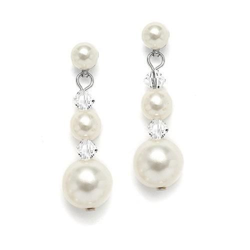 Graduated Pearl & Crystal Bridal Earrings