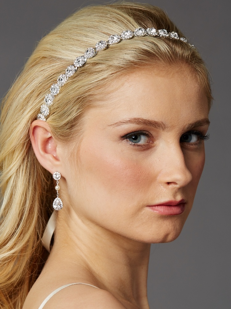 Silver Bridal Headband With Genuine Preciosa Crystals