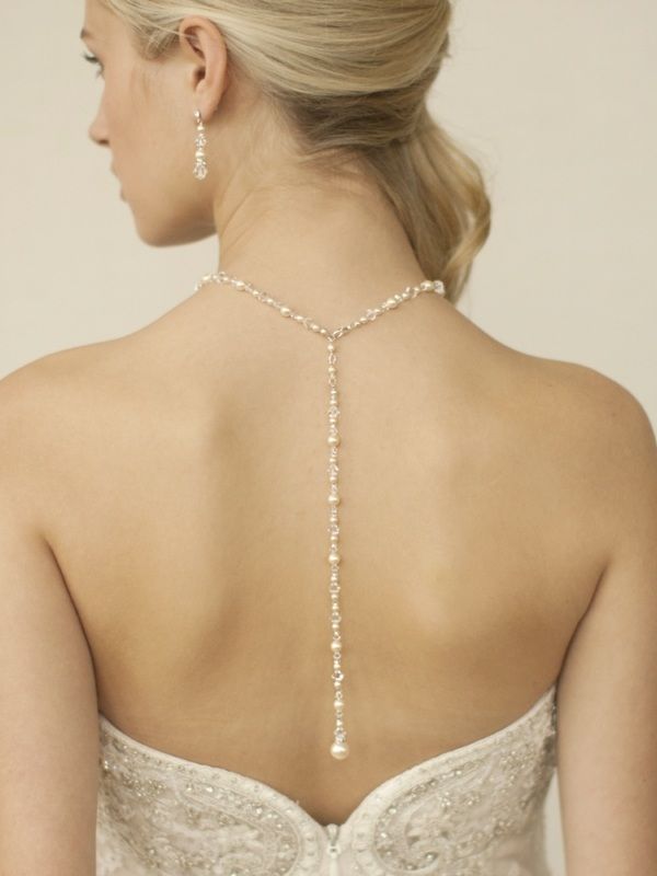 Top Selling Crystal & Pearl Back Necklace For Weddings & Proms