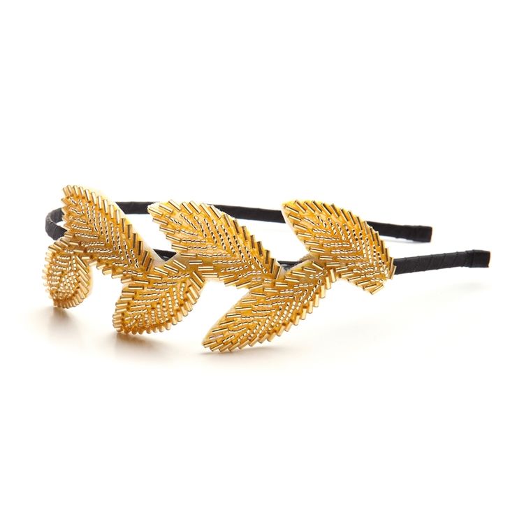 Garland Headband With Golden Beaded Leaves