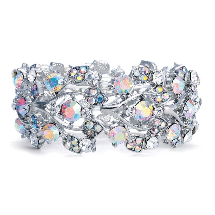 Bold Crystal Ab Vine Wedding Stretch Bracelet