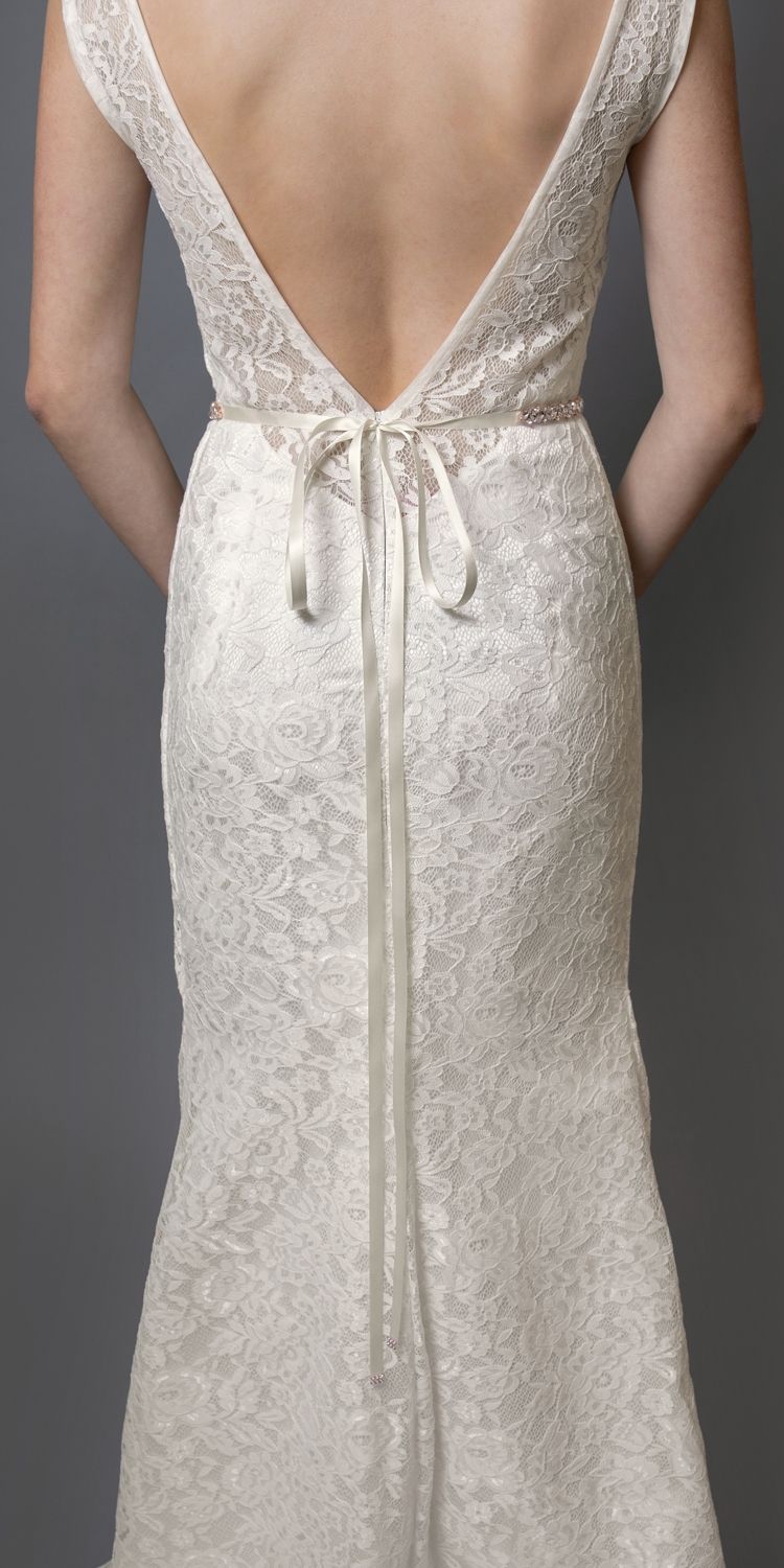 Slender Rose Gold Bridal Belt With Austrian Crystals & Ivory Ribbon
