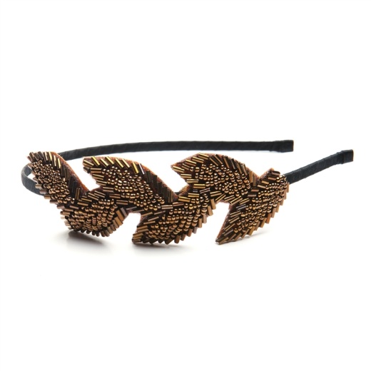 Garland Headband with Copper Beaded Leaves