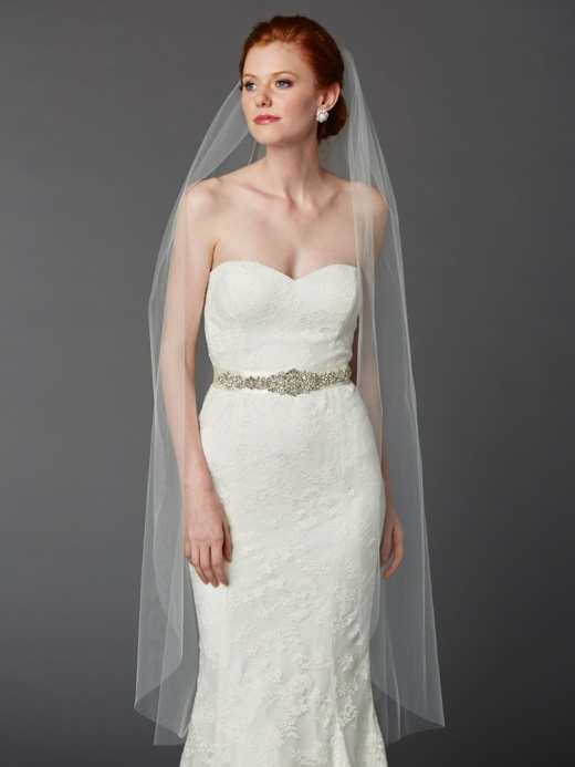 Mariell's Ballet Or Semi Waltz Single Layer Ivory Cut Edge Wedding Veil