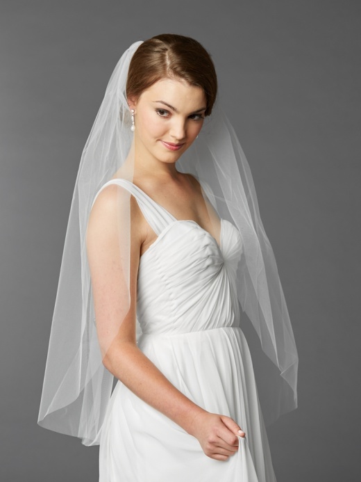 Fingertip Length One Layer Cut Edge Wedding Veil