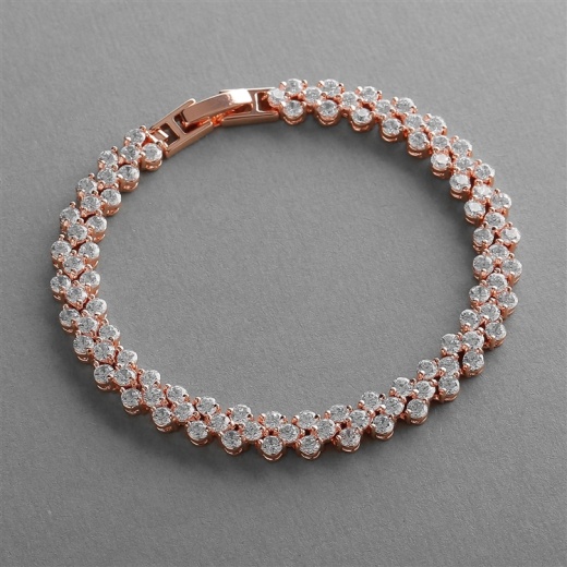 Glamorous 6 1/4 Petite Length Rose Gold Cubic Zirconia Wedding Or Prom Tennis Bracelet