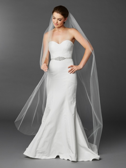 Chapel Or Floor Length One Layer Cut Edge Bridal Veil In White