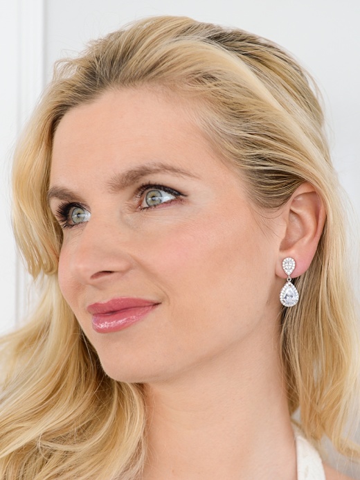 Lustrous Cubic Zirconia Teardrop Wedding Earrings