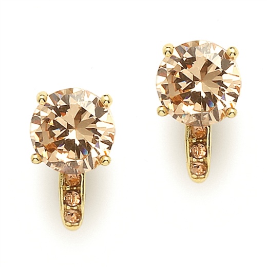2.0 Ct. Champagne Blush Solitaire Cz Clip-On Stud Earrings - 14K Gold Plated