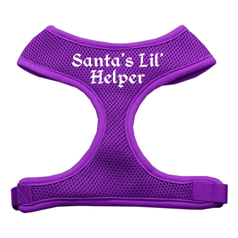 Santa's Lil Helper Screen Print Soft Mesh Pet Harness Purple Medium
