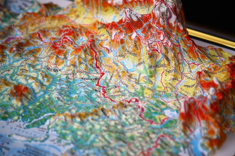 Russia Raised Relief Map, Gift Size (12" X 9")