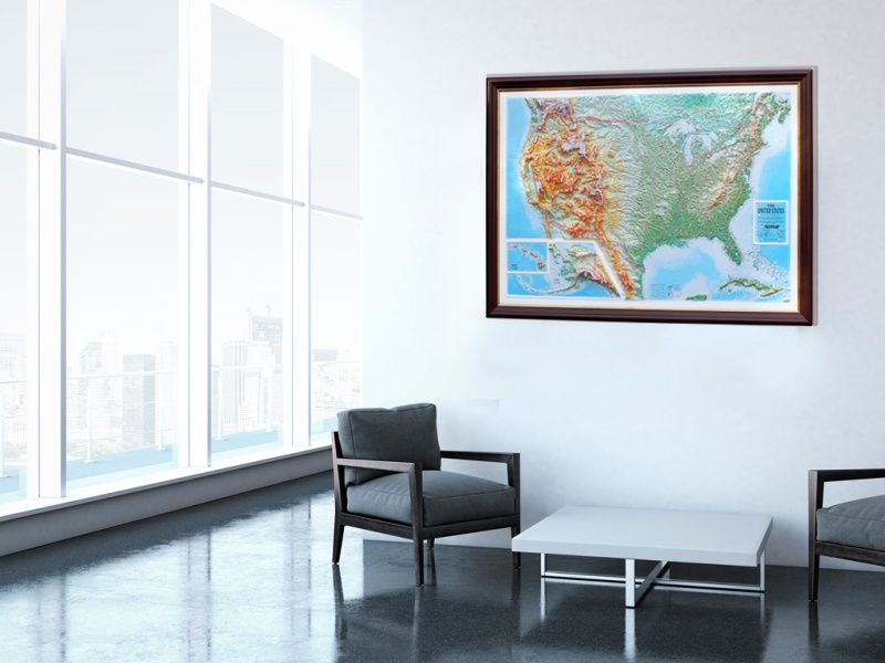 Us Raised Relief Map, Large (44" X 32")