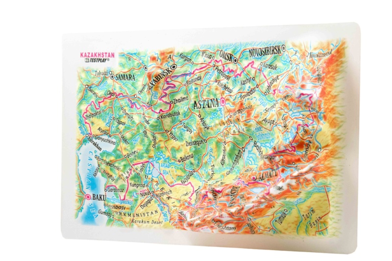 Kazakhstan Raised Relief Map, Souvenir Size