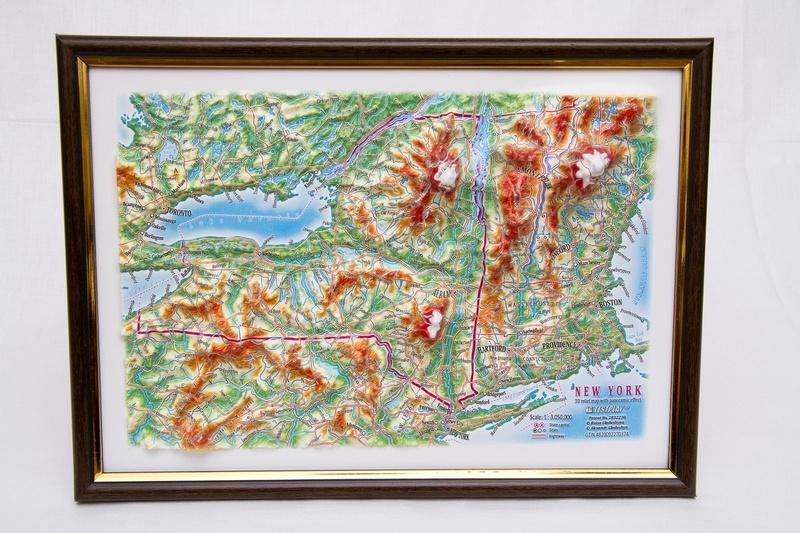 New York State Raised Relief Map, Gift Size (12" X 9")