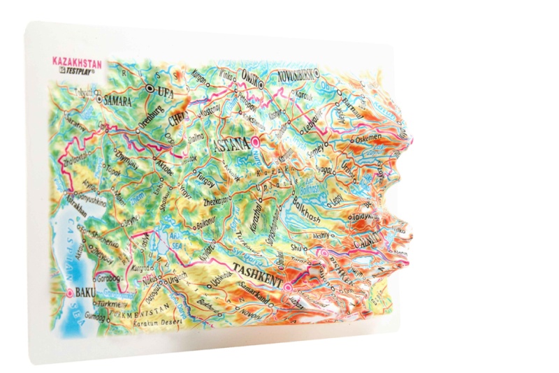 Kazakhstan Raised Relief Map, Souvenir Size
