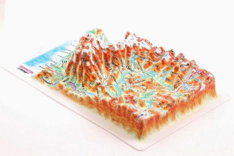 Washington State Raised Relief Map, Souvenir Size