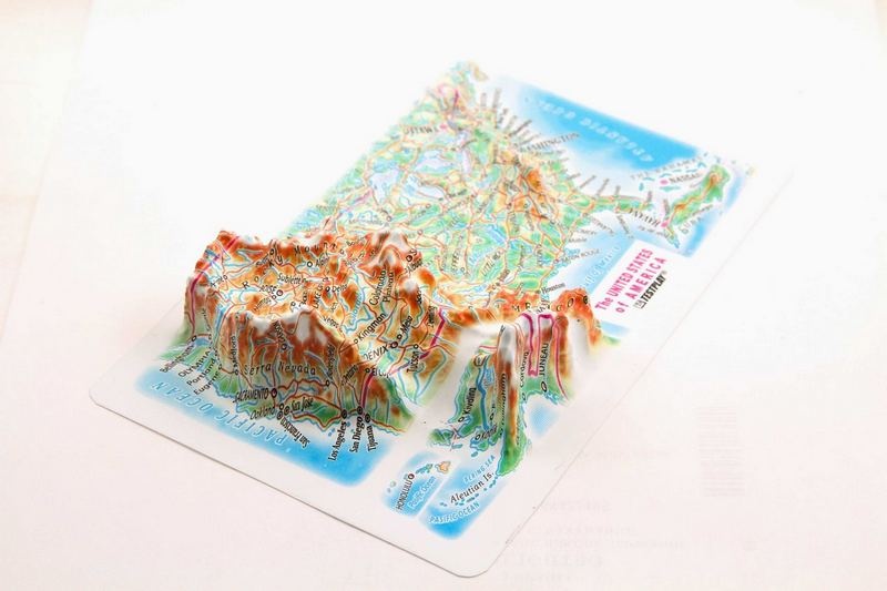 Us Raised Relief Map, Souvenir Size