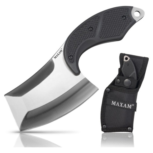 Maxam Stainless Steel Fixed Blade Mini Cleaver Knife With Nylon Sheath