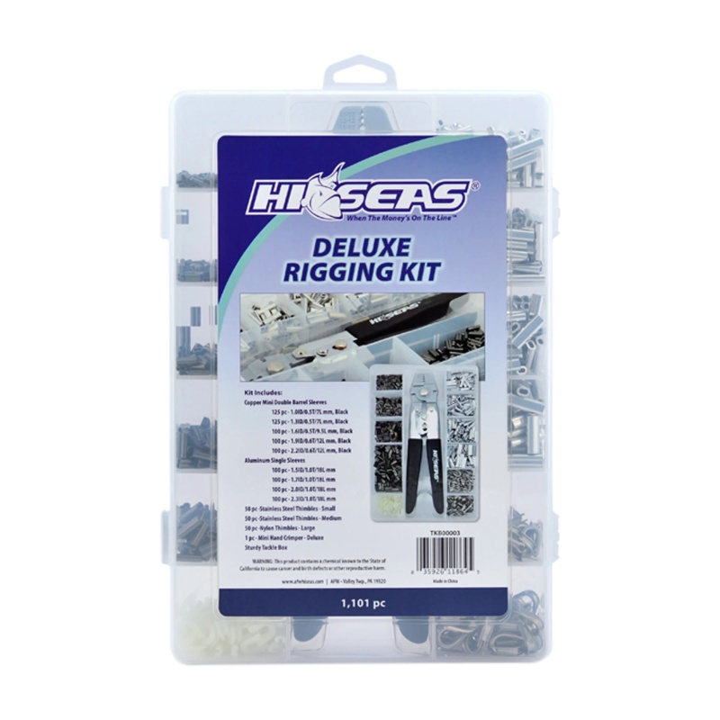 Hi-Seas Deluxe Rigging Kit - Copper Mini Double Barrel Sleeves & Crimping Tool