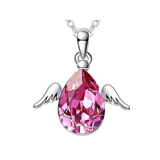 4 Carat Pink Angel Wing Necklace Use Austrian Crystal