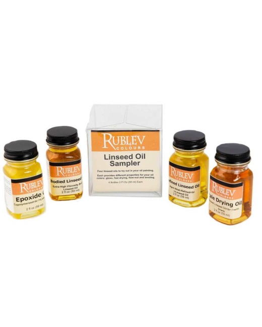 Rublev Colours Linseed Oil Sampler: Rublev Colours offers alternatives to  oleoresinous mediums for painting by offering a sampler of four linseed oil  products (2 fluid ounces each) to amend oil colors and