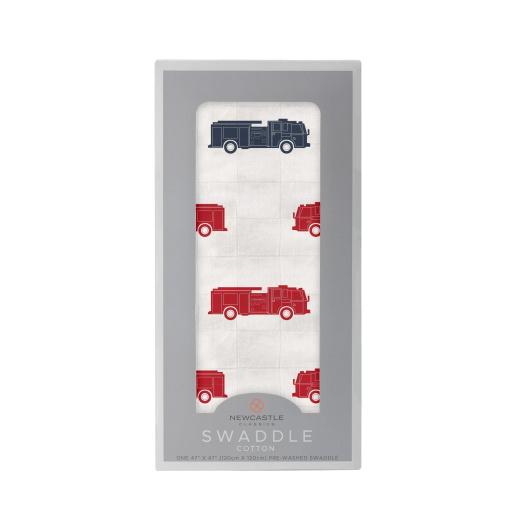 Blue And Red Fire Trucks Swaddle - Soft, Breathable, and Versatile
