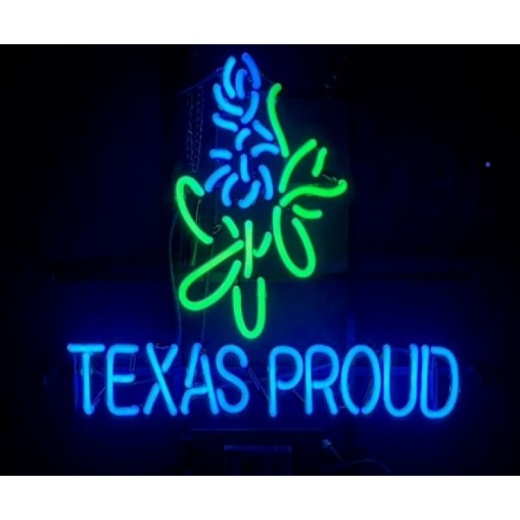 Bluebonnet Texas Proud Neon Bar Sign