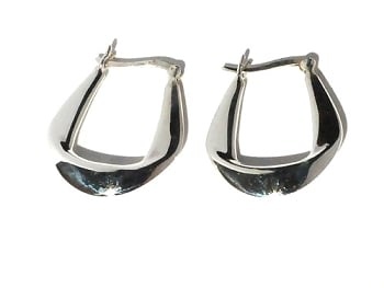 Sterling Silver Single Fold Wedge Hoop Earrings