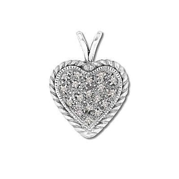 Sterling Silver Pave-Look Heart Pendant