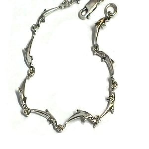 Sterling Silver Elongated Dolphin Link Bracelet