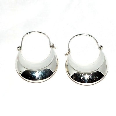 Sterling Silver Wide Puffed Crescent Hoop Earrings