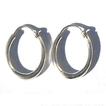 Pair Of 925 Sterling Silver 15Mm X 2Mm Hoop Earrings