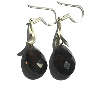 Sterling Silver Black Onyx With Smokey Tint Dangle Earrings
