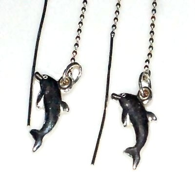 Sterling Silver Dolphin Ear Thread Earrings