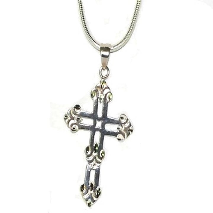 Sterling Silver 925 Diamond Cut Larger Gothic Cross