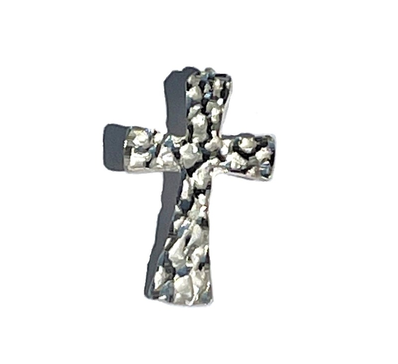 Sterling Silver Diamond Cut Nugget Cross Pendant