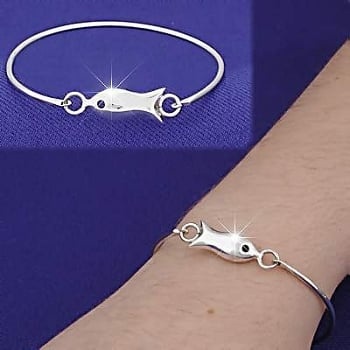 New Sterling Silver 925 Bracelet With Fish