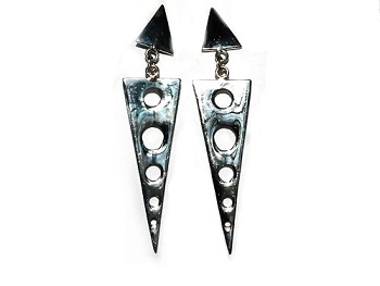 Sterling Silver Long Triangle Geometric Earrings