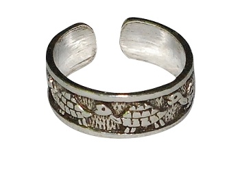 Sterling Silver Toe Ring with Engraved Turtle Design