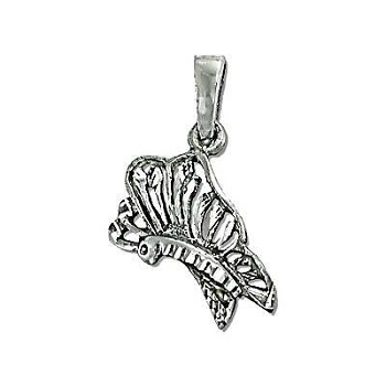 Sterling Silver Diamond Cut Butterfly Side Pendant