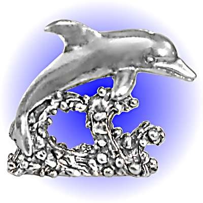 Dolphin Riding Wave Pewter Figurine - Lead Free
