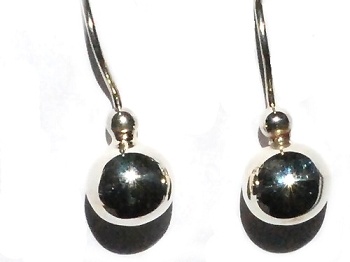 Pair of Sterling Silver 925 Puff Ball On Ear Hook Dangle Earrings