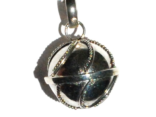 Sterling Silver Bali Curve Dots 15Mm Harmony Ball Pendant